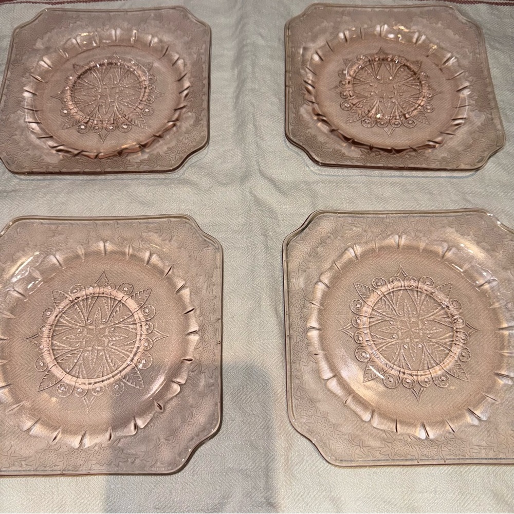 Vintage Jeanette Adam Pink Plates Set of Four
